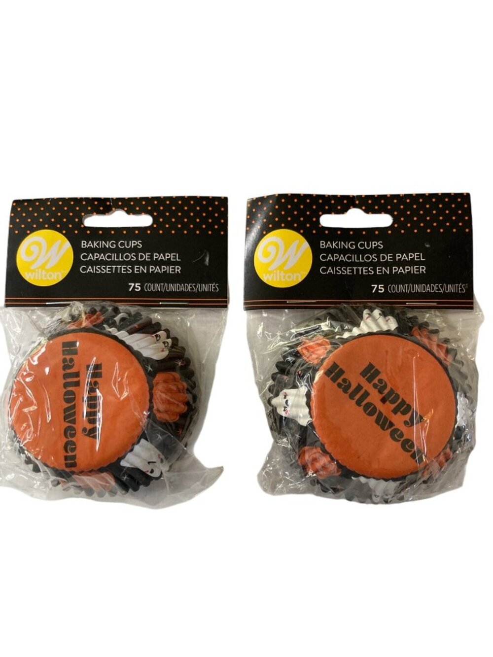 Wilton Happy Halloween Ghost Pumpkin Baking Cup Liners Cupcake 2 Pkgs 75 Each
